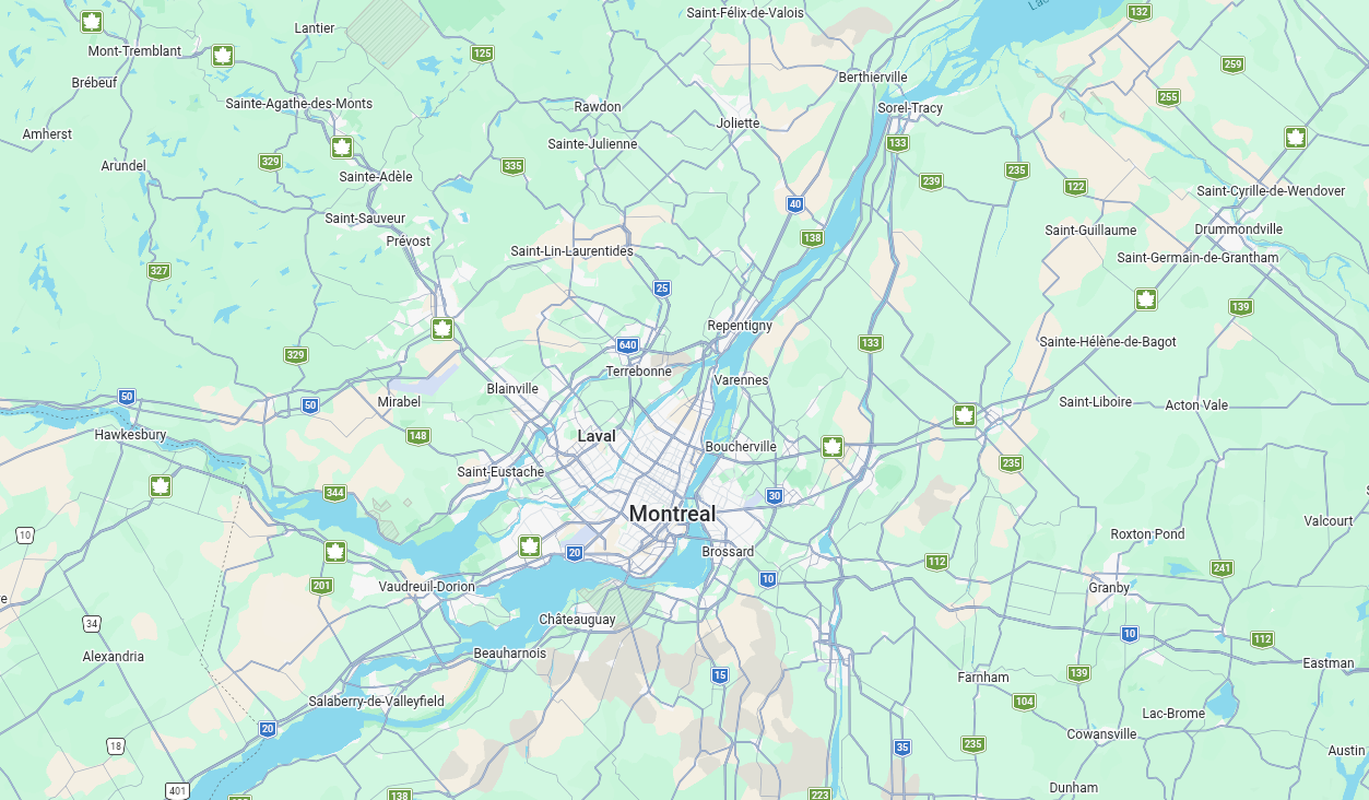 Carte des territoires desservis